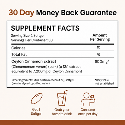 Ceylon Cinnamon 7200mg Equivalent with MCT Oil